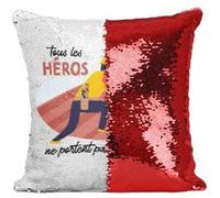 Fabulous Housse de Coussin à Sequin - Paillettes Rouge Les Vrais Héros - Bricoleur Couvreur [40 x 40 cm] Rouge G