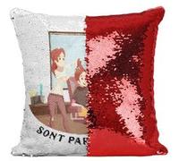 Fabulous Housse de Coussin à Sequin - Paillettes Rouge Les Vrais Héros - Coiffeuse Maquilleuse Visagiste [40 x 40 cm] Rouge G