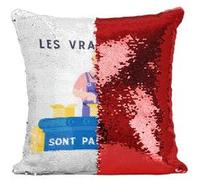 Fabulous Housse de Coussin à Sequin - Paillettes Rouge Les Vrais Héros - Ouvrier Industriel [40 x 40 cm] Rouge G