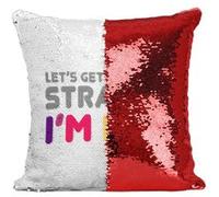 Fabulous Housse de Coussin à Sequin - Paillettes Rouge Let's Get things Straight, I'm Not [40 x 40 cm] Rouge G