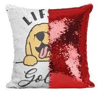 Fabulous Housse de Coussin à Sequin - Paillettes Rouge Life is Golden [40 x 40 cm] Rouge G