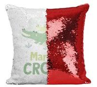 Fabulous Housse de Coussin à Sequin - Paillettes Rouge Maman Croco Crocodile [40 x 40 cm] Rouge G