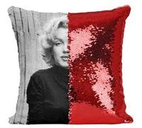 Fabulous Housse de Coussin à Sequin - Paillettes Rouge Marilyn Monroe Portrait [40 x 40 cm] Rouge G