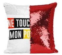 Fabulous Housse de Coussin à Sequin - Paillettes Rouge Ne Touches Pas Mon Pop Corn [40 x 40 cm] Rouge G
