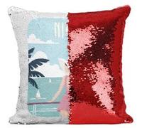 Fabulous Housse de Coussin à Sequin - Paillettes Rouge Nice Promenade des Anglais [40 x 40 cm] Rouge G