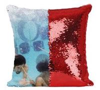 Fabulous Housse de Coussin à Sequin - Paillettes Rouge Nirvana Kurt Cobain Nevermind Photoshoot Piscine [40 x 40 cm] Rouge