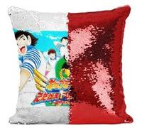 Fabulous Housse de Coussin à Sequin - Paillettes Rouge Olive et Tom Captain Tsubasa Manga [40 x 40 cm] Rouge G