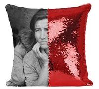 Fabulous Housse de Coussin à Sequin - Paillettes Rouge Photo Mère et ses Enfants Noir et Blanc Walker Evans [40 x 40 cm] Rouge G