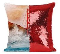 Fabulous Housse de Coussin à Sequin - Paillettes Rouge Pont du Golden Gate Mer Agité [40 x 40 cm] Rouge G