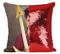 Fabulous Housse de Coussin à Sequin - Paillettes Rouge Prince Portrait Guitare [40 x 40 cm] Rouge G