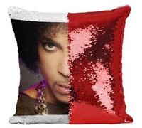 Fabulous Housse de Coussin à Sequin - Paillettes Rouge Prince Portrait Regard [40 x 40 cm] Rouge G