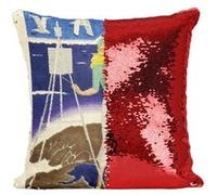 Fabulous Housse de Coussin à Sequin - Paillettes Rouge Pullman Train Affiche Poster Vintage [40 x 40 cm] Rouge G