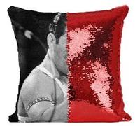 Fabulous Housse de Coussin à Sequin - Paillettes Rouge Queen Freddie Mercury Wembley Noir et Blanc [40 x 40 cm] Rouge G