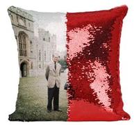 Fabulous Housse de Coussin à Sequin - Paillettes Rouge Reine Elisabeth II et Prince Philip Chateau [40 x 40 cm] Rouge G