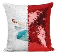 Fabulous Housse de Coussin à Sequin - Paillettes Rouge Requin Baignoire [40 x 40 cm] Rouge G
