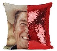 Fabulous Housse de Coussin à Sequin - Paillettes Rouge Ronald Reagan President Etats Unis [40 x 40 cm] Rouge G