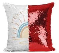 Fabulous Housse de Coussin à Sequin - Paillettes Rouge Sunshine on My Mind Soleil [40 x 40 cm] Rouge G