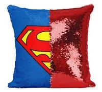 Fabulous Housse de Coussin à Sequin - Paillettes Rouge Superman Logo Bleu [40 x 40 cm] Rouge G