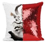 Fabulous Housse de Coussin à Sequin - Paillettes Rouge Tai Chi Illustration Encre Chine [40 x 40 cm] Rouge G