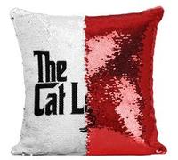 Fabulous Housse de Coussin à Sequin - Paillettes Rouge The Cat Lover - Le Parrain [40 x 40 cm] Rouge G
