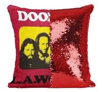Fabulous Housse de Coussin à Sequin - Paillettes Rouge The Doors Jim Morrison L.A. Woman [40 x 40 cm] Rouge G