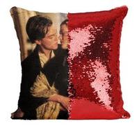 Fabulous Housse de Coussin à Sequin - Paillettes Rouge Titanic Leonardo Di Caprio Kate Winslet [40 x 40 cm] Rouge G
