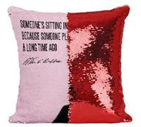 Fabulous Housse de Coussin à Sequin - Paillettes Rouge Tree Citation Anglais Warren Buffet [40 x 40 cm] Rouge G