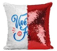 Fabulous Housse de Coussin à Sequin - Paillettes Rouge Vive La france Typographie Vintage [40 x 40 cm] Rouge G