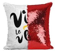 Fabulous Housse de Coussin à Sequin - Paillettes Rouge Vive le Vélo [40 x 40 cm] Rouge G