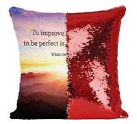 Fabulous Housse de Coussin à Sequin - Paillettes Rouge Winston Churchill To Improve Citation [40 x 40 cm] Rouge G