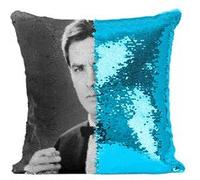 Fabulous Housse de Coussin à Sequin - Paillettes Turquoise Alain Delon Acteur 1 Cigarette [40 x 40 cm] Turquoise G