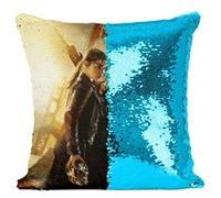 Fabulous Housse de Coussin à Sequin - Paillettes Turquoise Arnold Schwarzenegger Emilie Clarke Terminator 3 [40 x 40 cm] Turquoise G