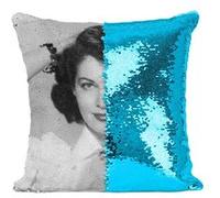 Fabulous Housse de Coussin à Sequin - Paillettes Turquoise Ava Gardner Actrice 17 [40 x 40 cm] Turquoise G