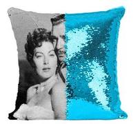 Fabulous Housse de Coussin à Sequin - Paillettes Turquoise Ava Gardner et Clark Gable Acteurs 1 [40 x 40 cm] Turquoise G