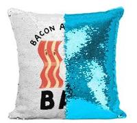 Fabulous Housse de Coussin à Sequin - Paillettes Turquoise BAE Bacon and Eggs [40 x 40 cm] Turquoise G