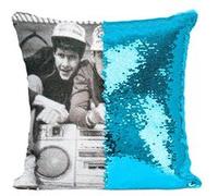 Fabulous Housse de Coussin à Sequin - Paillettes Turquoise Beastie Boys Photo Vintage Ghetto Blaster [40 x 40 cm] Turquoise G