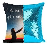 Fabulous Housse de Coussin à Sequin - Paillettes Turquoise Brene Brown If You Own Citation [40 x 40 cm] Turquoise G