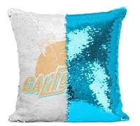 Fabulous Housse de Coussin à Sequin - Paillettes Turquoise California Palmier [40 x 40 cm] Turquoise G