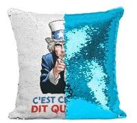 Fabulous Housse de Coussin à Sequin - Paillettes Turquoise C'est Celui qui Dit qui l'Est [40 x 40 cm] Turquoise G