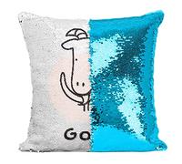 Fabulous Housse de Coussin à Sequin - Paillettes Turquoise Chèvre Signe Astrologique Chinois Dessin Zodiaque Horoscope Animal Illustration