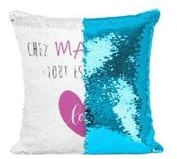 Fabulous Housse de Coussin à Sequin - Paillettes Turquoise Chez Mamie Tout Est Permis Love [40 x 40 cm] Turquoise G
