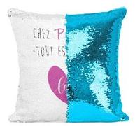 Fabulous Housse de Coussin à Sequin - Paillettes Turquoise Chez Papi Tout Est Permis Love [40 x 40 cm] Turquoise G