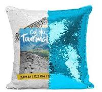 Fabulous Housse de Coussin à Sequin - Paillettes Turquoise Col du Tourmalet Collage [40 x 40 cm] Turquoise G