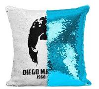 Fabulous Housse de Coussin à Sequin - Paillettes Turquoise Diego Maradona 1960 - 2020 [40 x 40 cm] Turquoise G