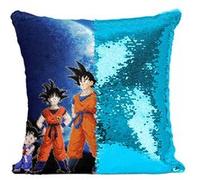 Fabulous Housse de Coussin à Sequin - Paillettes Turquoise Dragon Ball Évolution de Son Goku Kakarot [40 x 40 cm] Turquoise G