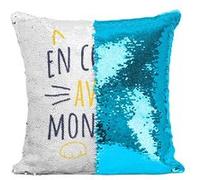 Fabulous Housse de Coussin à Sequin - Paillettes Turquoise En Couple avec mon Chat [40 x 40 cm] Turquoise G