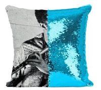 Fabulous Housse de Coussin à Sequin - Paillettes Turquoise Eric Dolphy Saxophone Flute [40 x 40 cm] Turquoise G