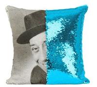 Fabulous Housse de Coussin à Sequin - Paillettes Turquoise Fernandel Affiche Noir & Blanc [40 x 40 cm] Turquoise G