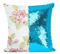 Fabulous Housse de Coussin à Sequin - Paillettes Turquoise Fleur Sakura Cerisier Japonais [40 x 40 cm] Turquoise G