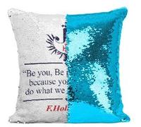 Fabulous Housse de Coussin à Sequin - Paillettes Turquoise François Hollande - Discours en Anglais [40 x 40 cm] Turquoise G